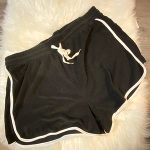 Dolphin hem white trim Terry cloth shorts